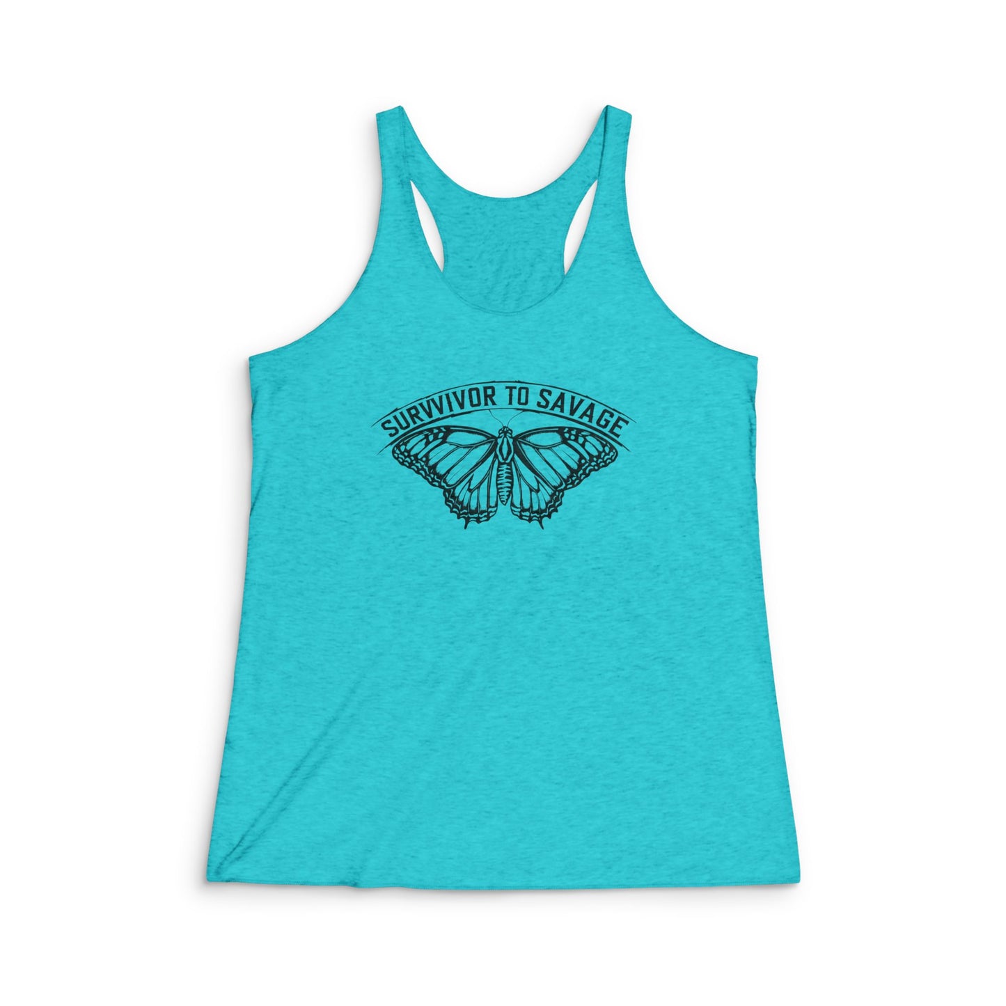 Survivor to Savage Women's Tri-Blend Racerback Tank - Empowering Fitness Top, Workout Shirt, Inspirational Gift, Casual Wear, Yoga Tank