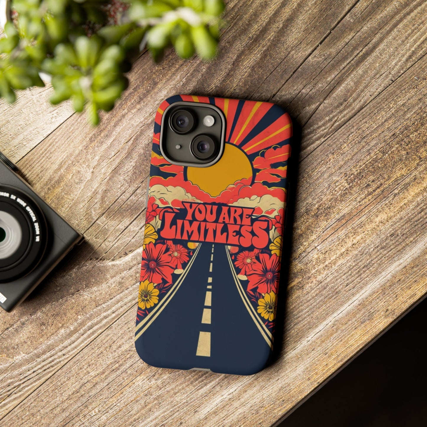 Limitless Phone Case, Floral Phone Cover, Inspirational Gift for Teen, Motivational Accessory, Vibrant Road Design