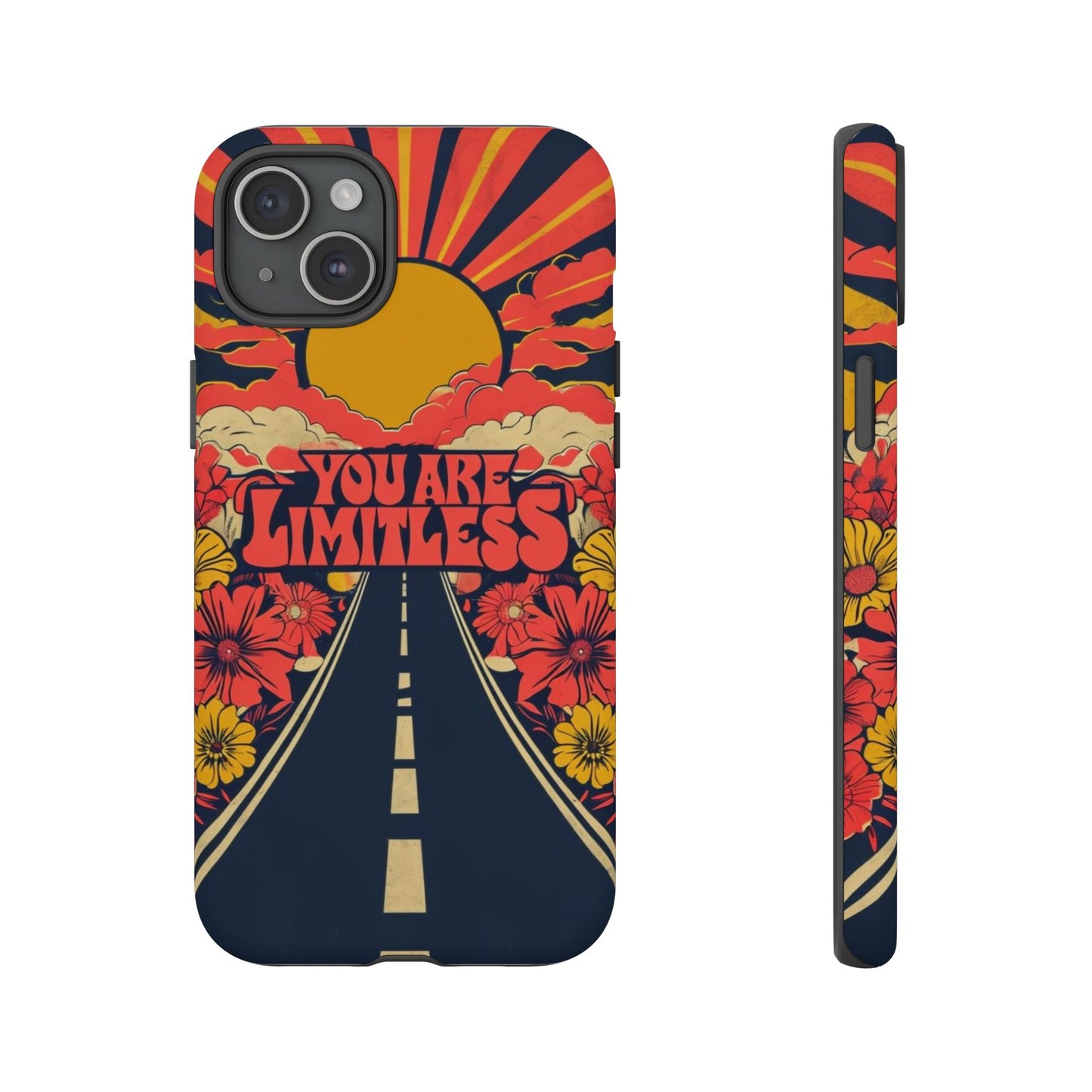 Limitless Phone Case, Floral Phone Cover, Inspirational Gift for Teen, Motivational Accessory, Vibrant Road Design