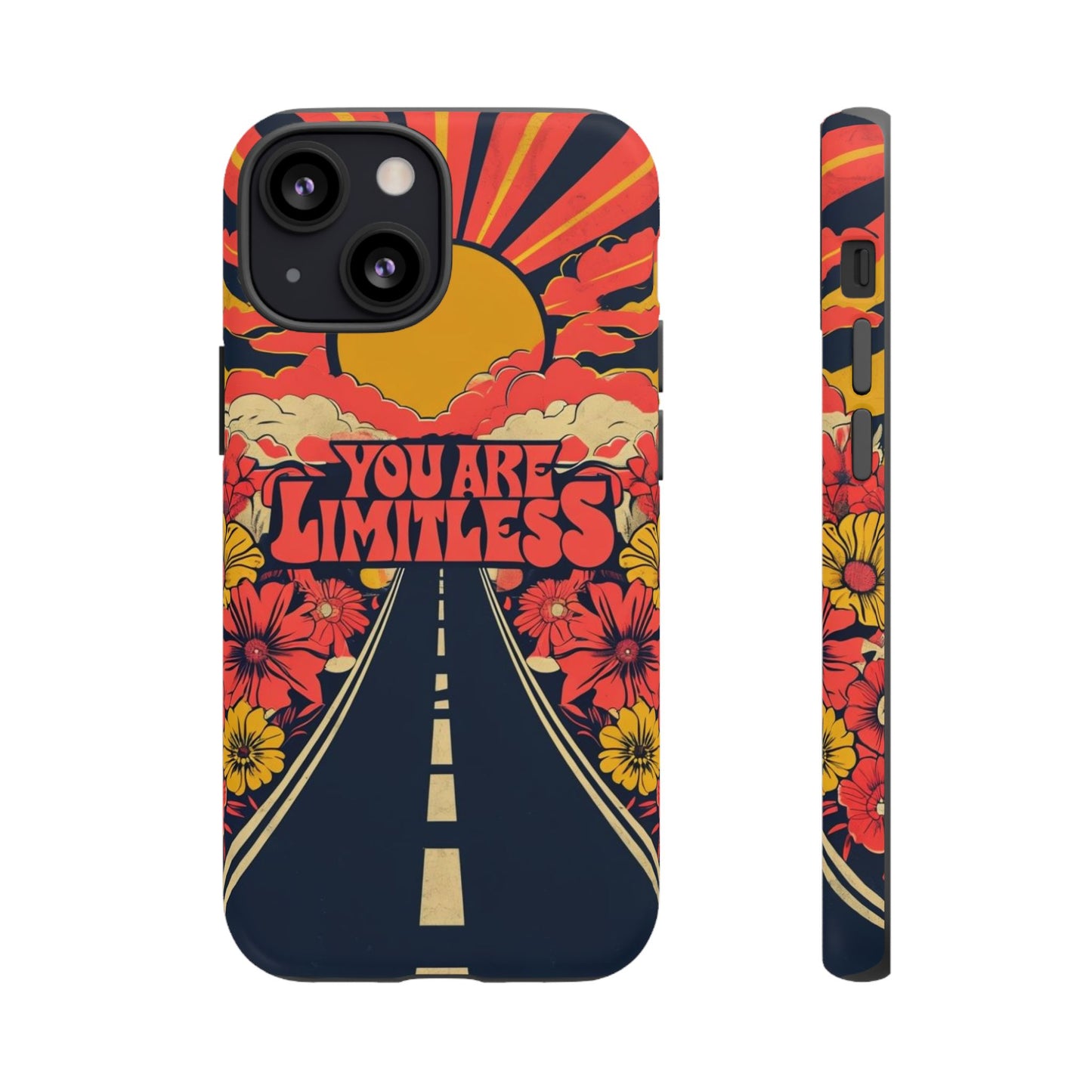 Limitless Phone Case, Floral Phone Cover, Inspirational Gift for Teen, Motivational Accessory, Vibrant Road Design