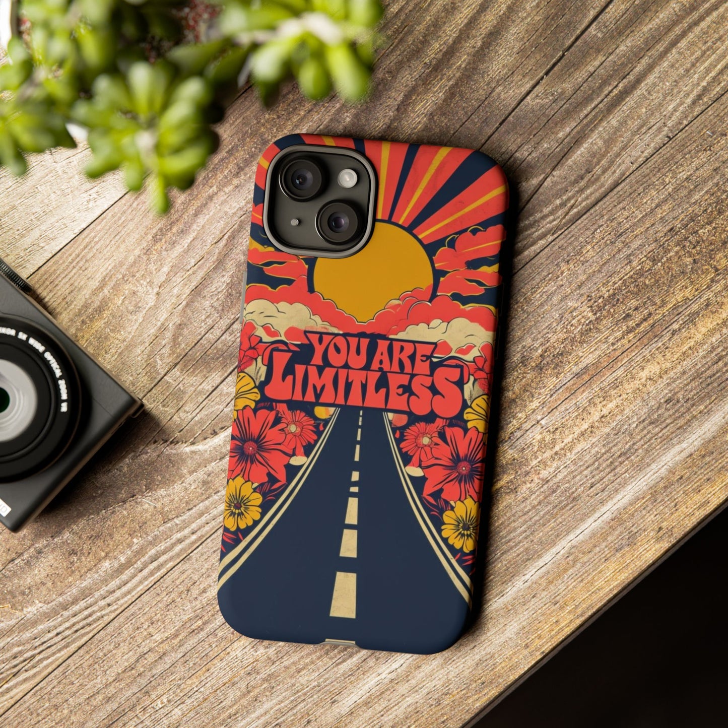 Limitless Phone Case, Floral Phone Cover, Inspirational Gift for Teen, Motivational Accessory, Vibrant Road Design