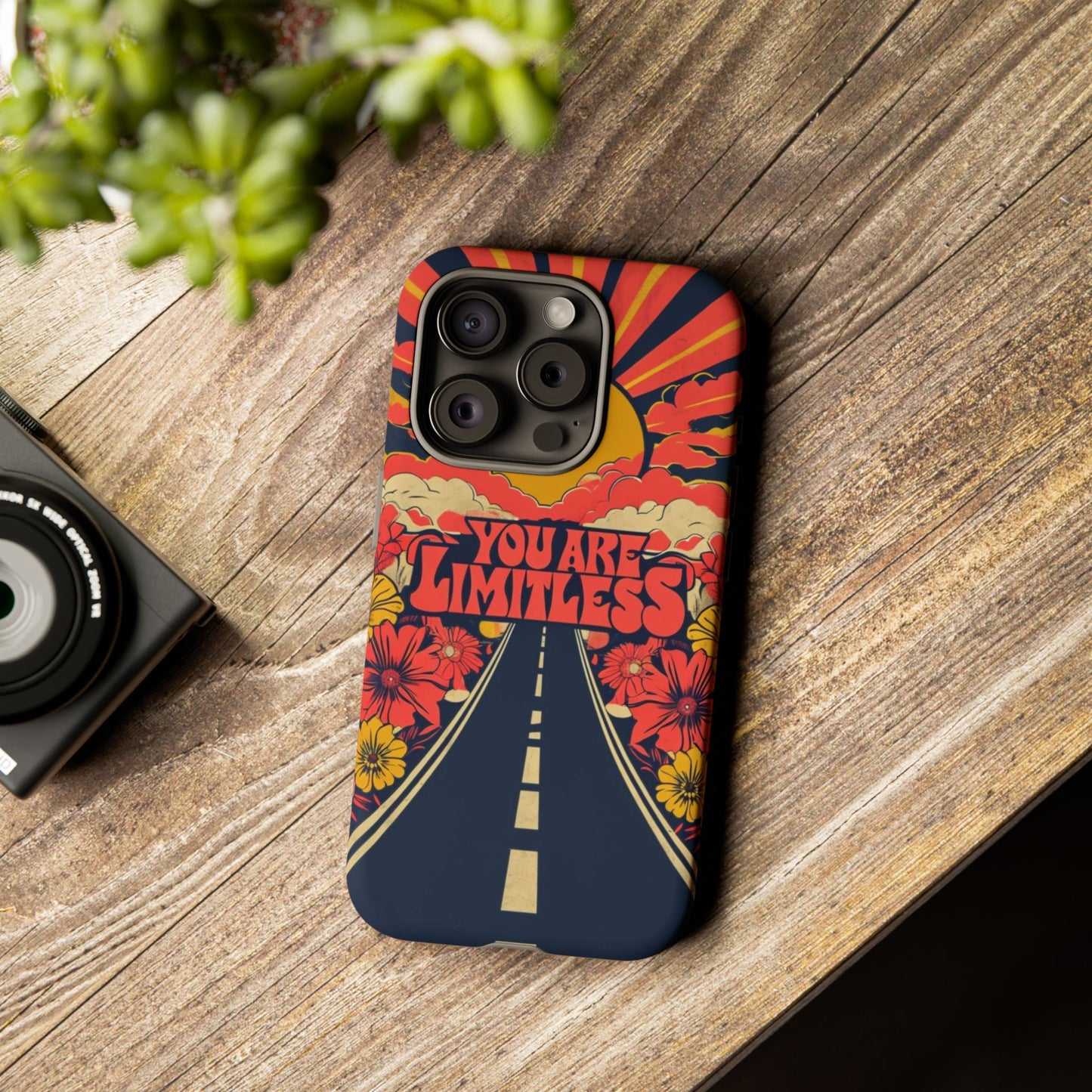 Limitless Phone Case, Floral Phone Cover, Inspirational Gift for Teen, Motivational Accessory, Vibrant Road Design