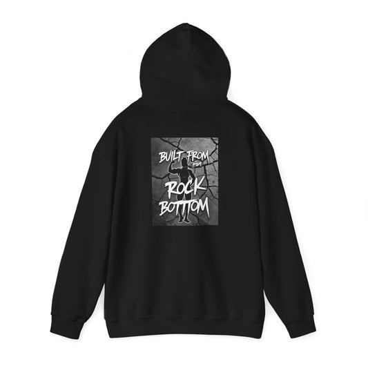 Motivational Hoodie: Built from Rock Bottom, Cozy Sweatshirt, Inspirational Apparel, Gift for Fitness Lovers, Recovery Fashion, Perfect for