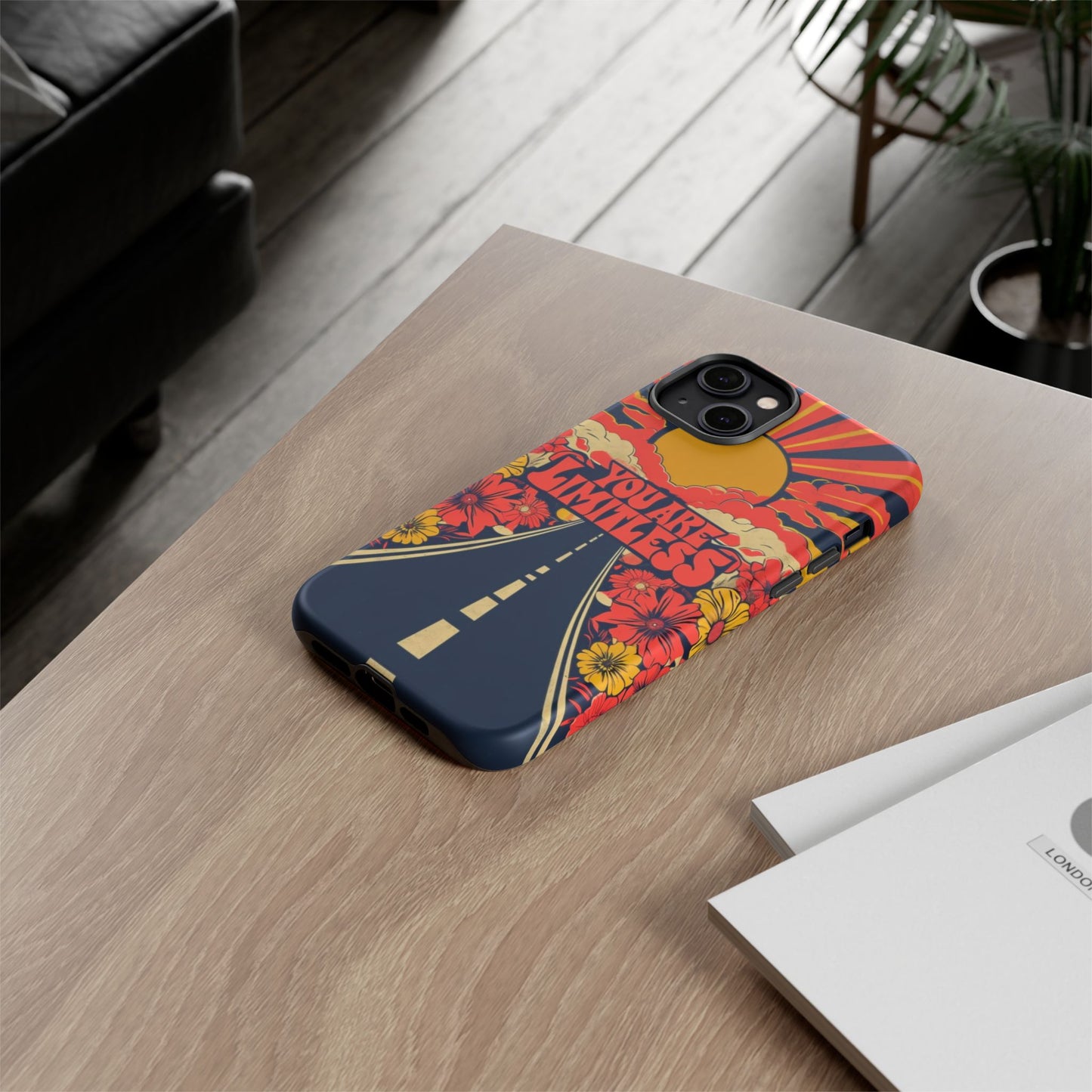 Limitless Phone Case, Floral Phone Cover, Inspirational Gift for Teen, Motivational Accessory, Vibrant Road Design