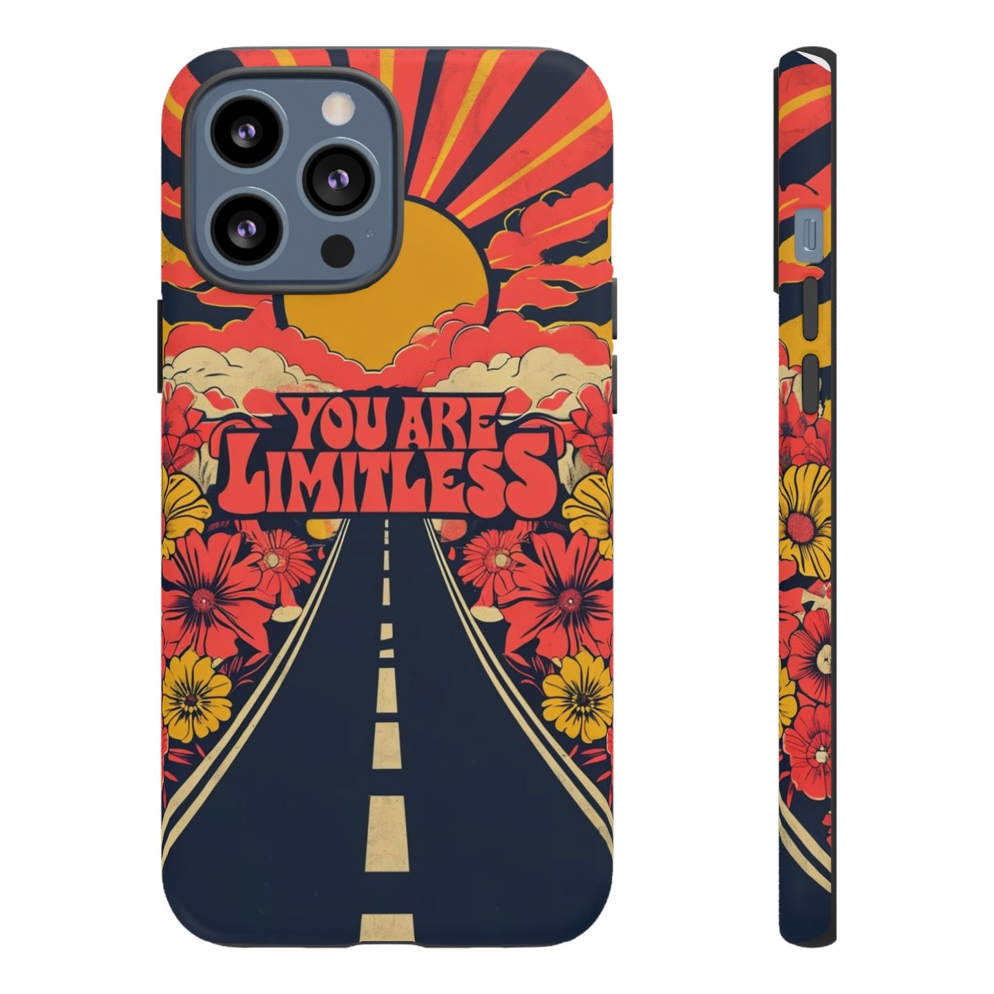 Limitless Phone Case, Floral Phone Cover, Inspirational Gift for Teen, Motivational Accessory, Vibrant Road Design