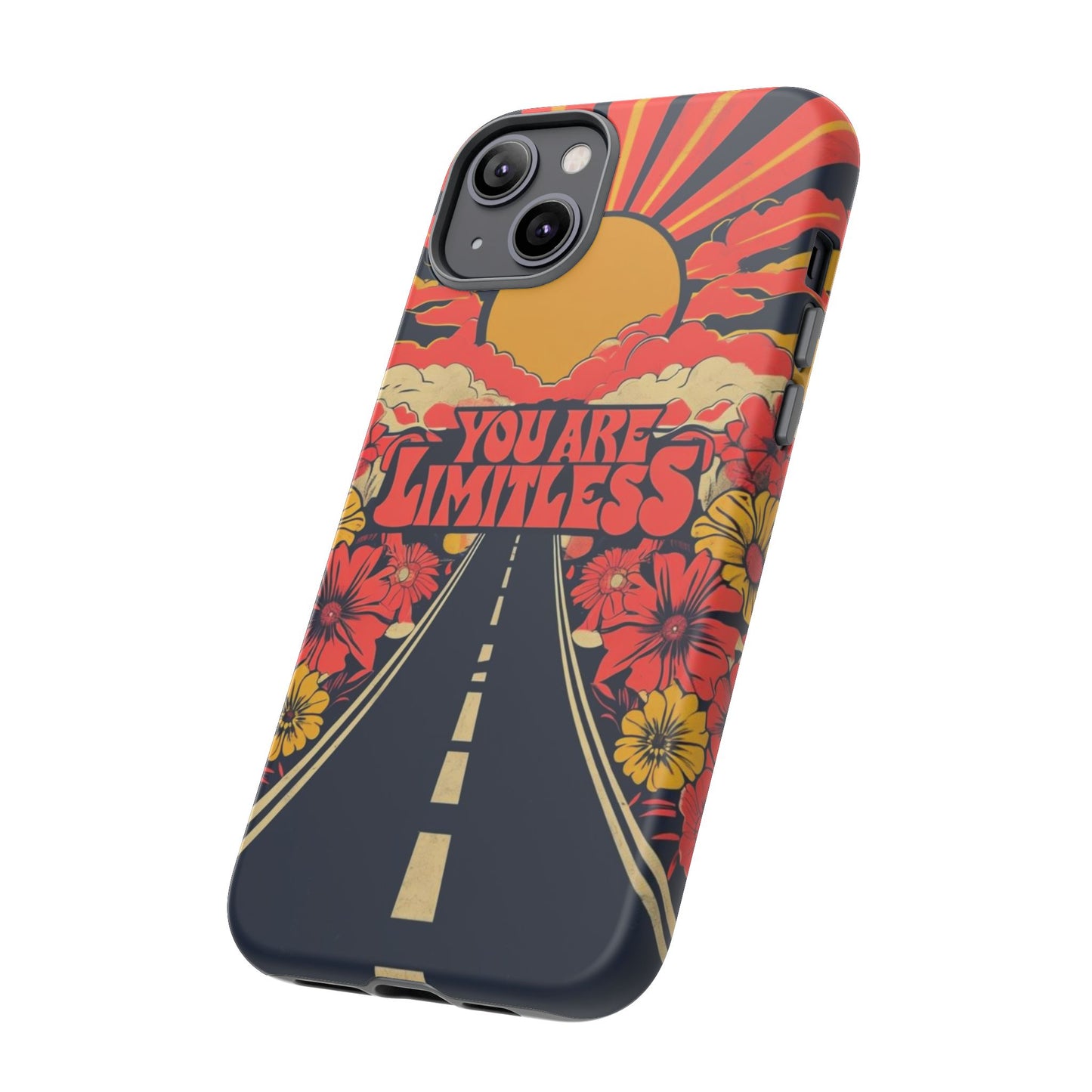 Limitless Phone Case, Floral Phone Cover, Inspirational Gift for Teen, Motivational Accessory, Vibrant Road Design