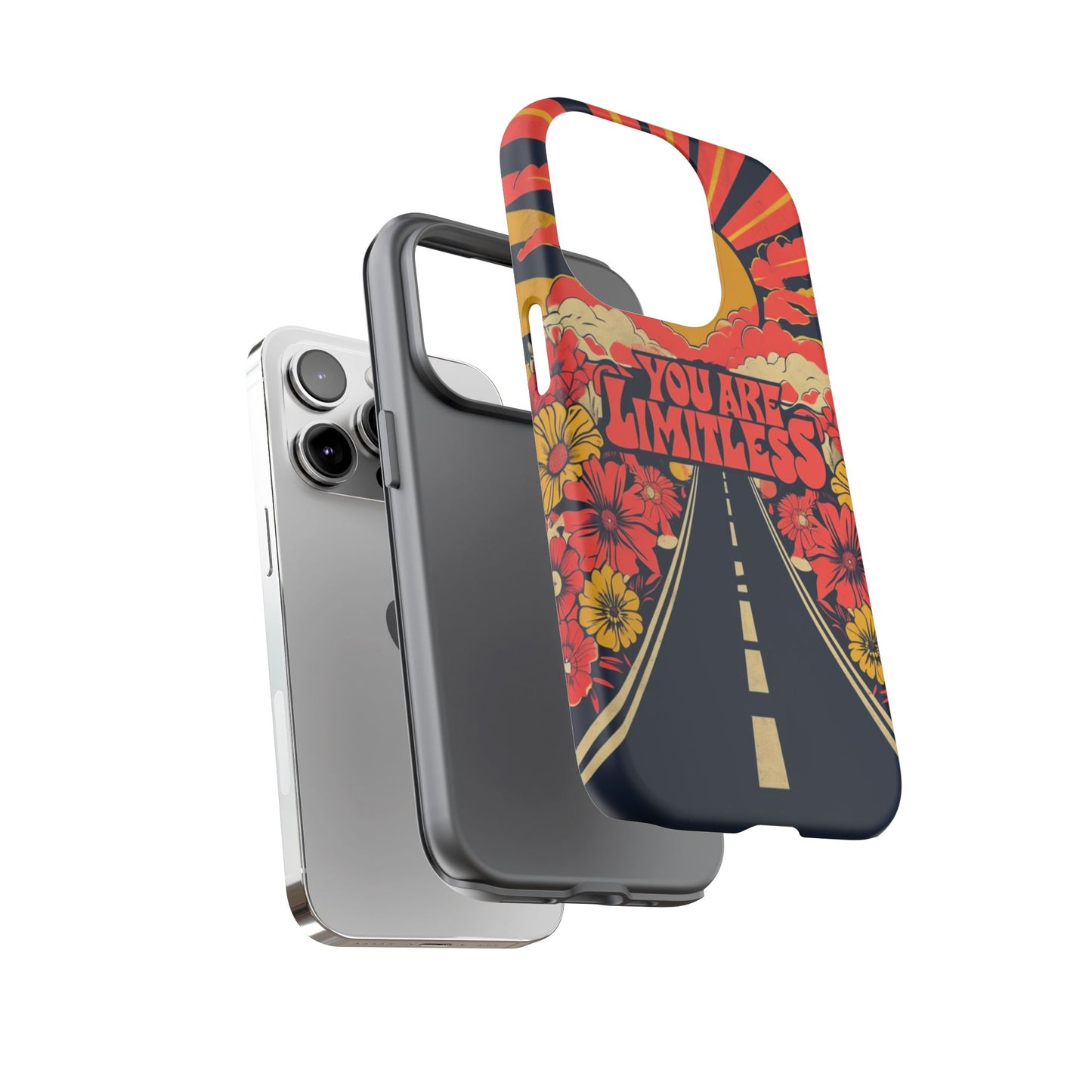 Limitless Phone Case, Floral Phone Cover, Inspirational Gift for Teen, Motivational Accessory, Vibrant Road Design