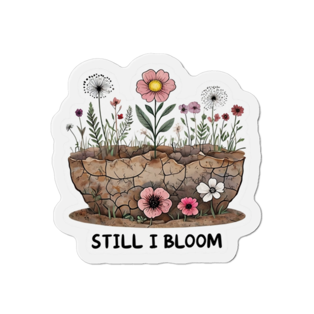 Inspirational Die-Cut Magnets – 'Still I Bloom' Floral Decor, Gift for Garden Lovers, Motivational Home & Office Decor, Flower Fridge