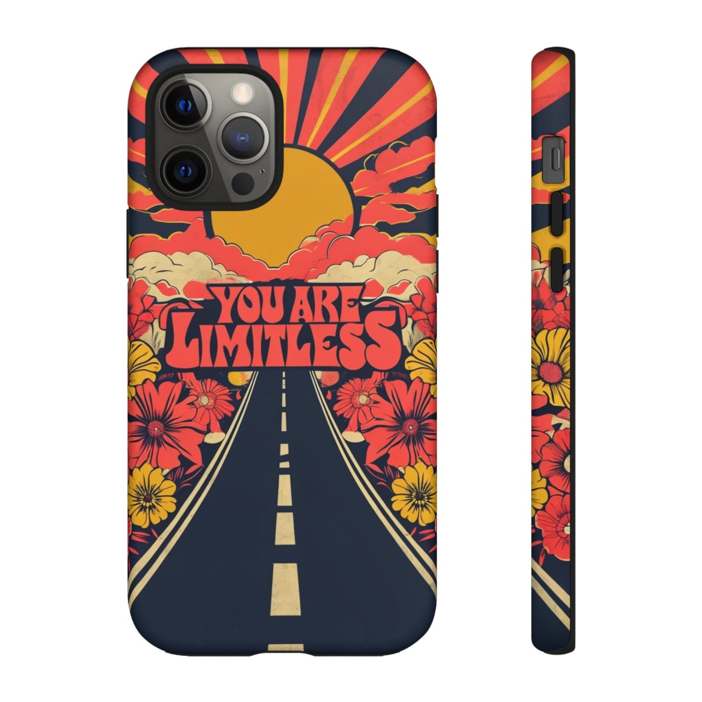 Limitless Phone Case, Floral Phone Cover, Inspirational Gift for Teen, Motivational Accessory, Vibrant Road Design
