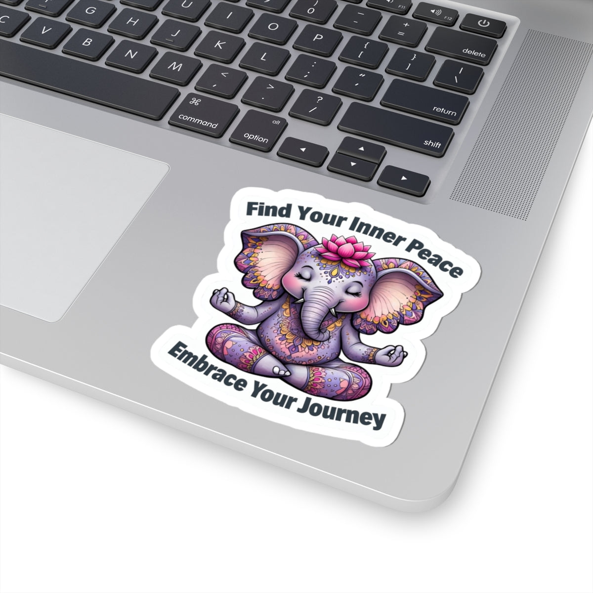 Peaceful Elephant Kiss-Cut Stickers, Find Your Inner Peace, Embrace Your Journey, Meditation Decor, Yoga Gift, Laptop Stickers, Journal