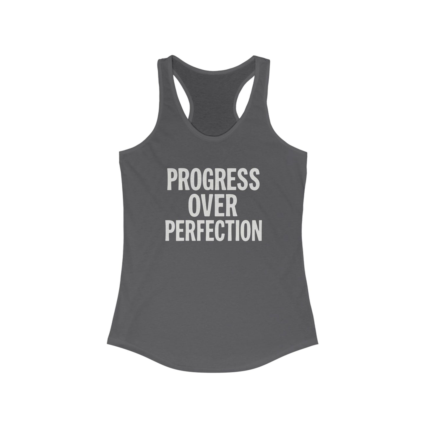Motivational Women's Racerback Tank - Progress Over Perfection