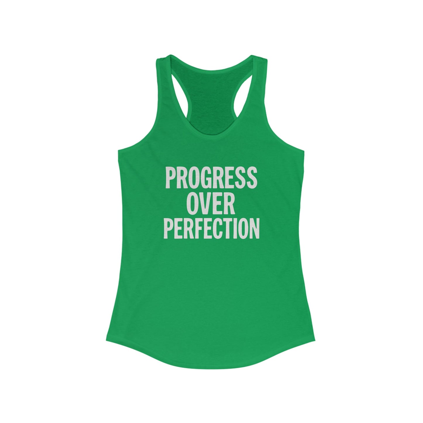 Motivational Women's Racerback Tank - Progress Over Perfection