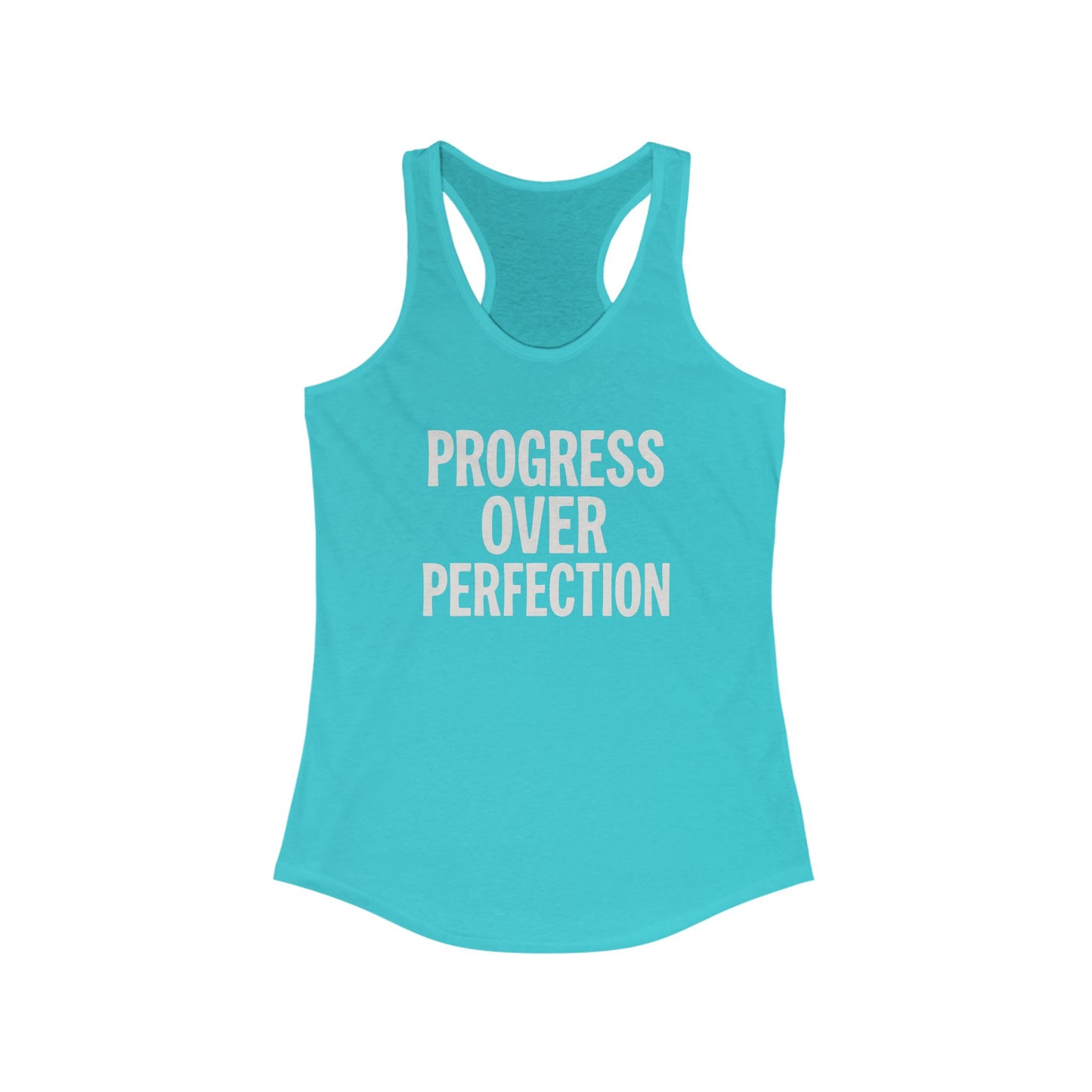 Motivational Women's Racerback Tank - Progress Over Perfection