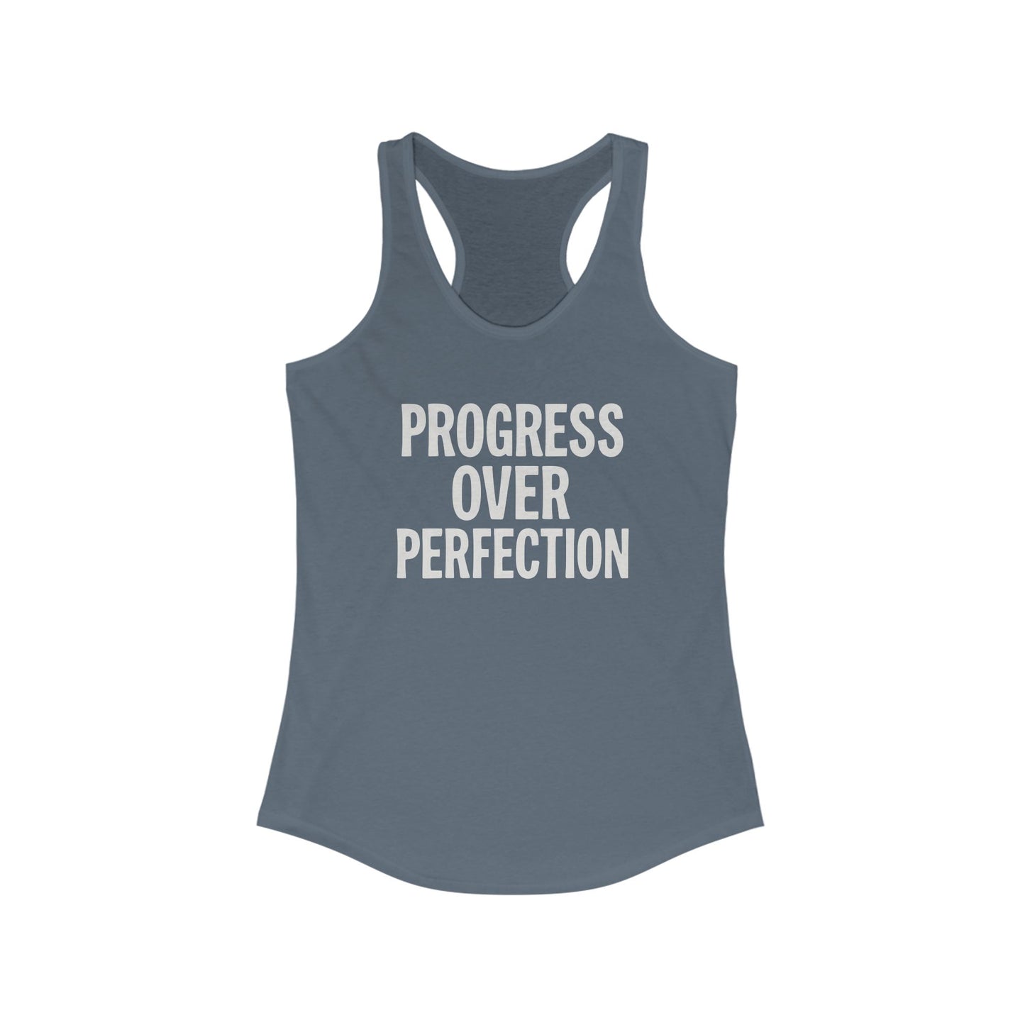 Motivational Women's Racerback Tank - Progress Over Perfection