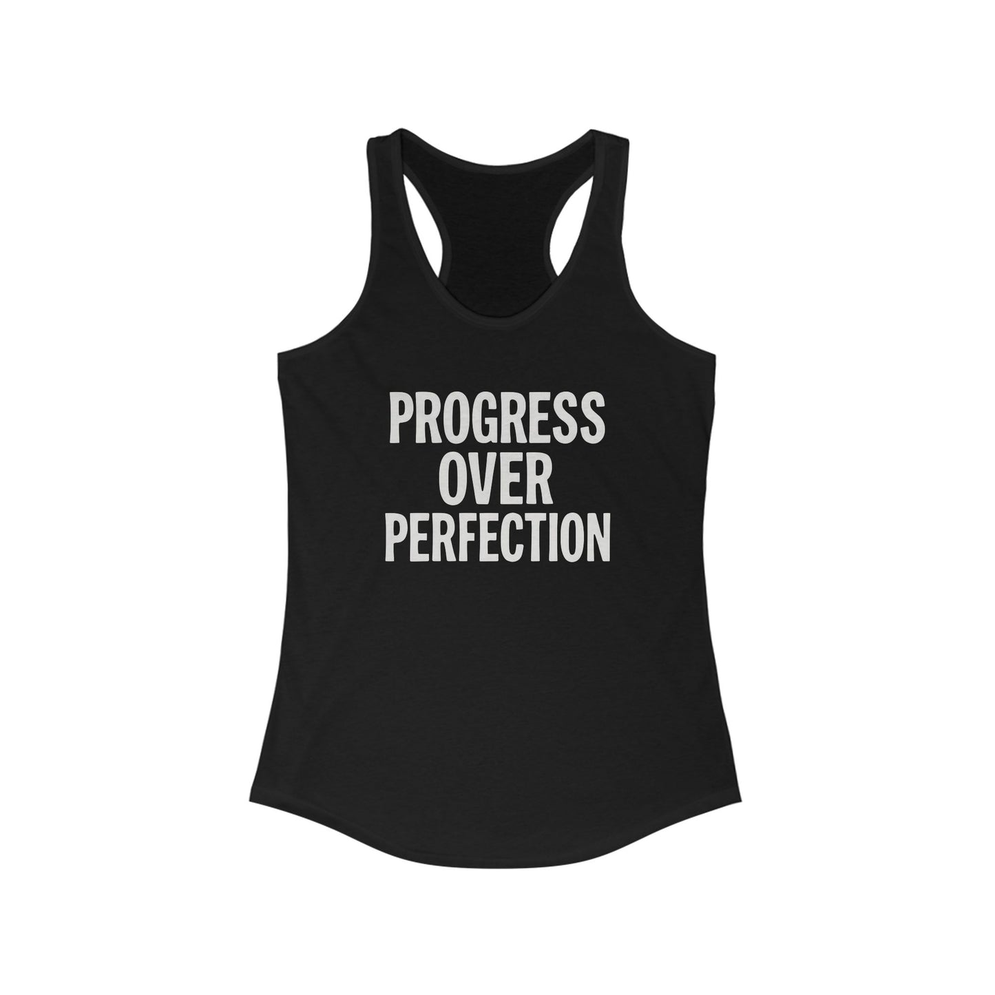 Motivational Women's Racerback Tank - Progress Over Perfection