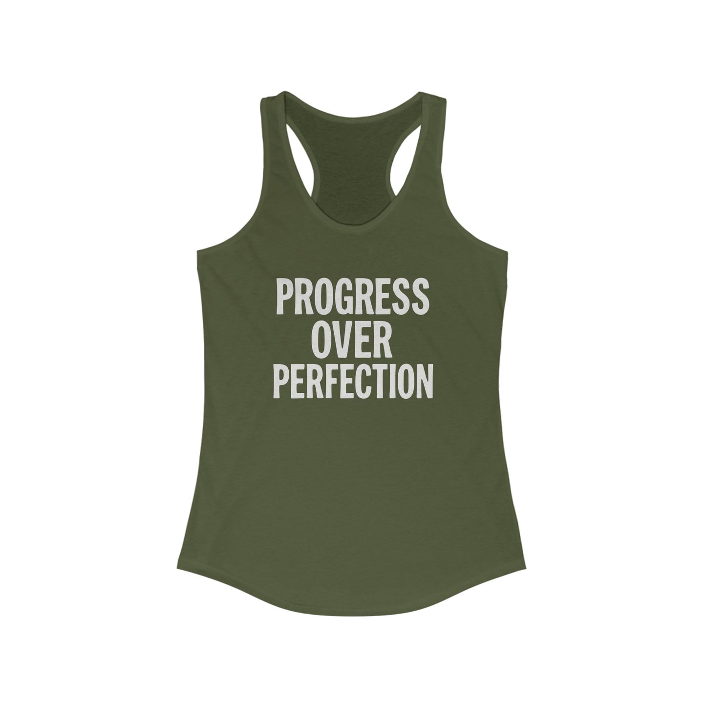 Motivational Women's Racerback Tank - Progress Over Perfection