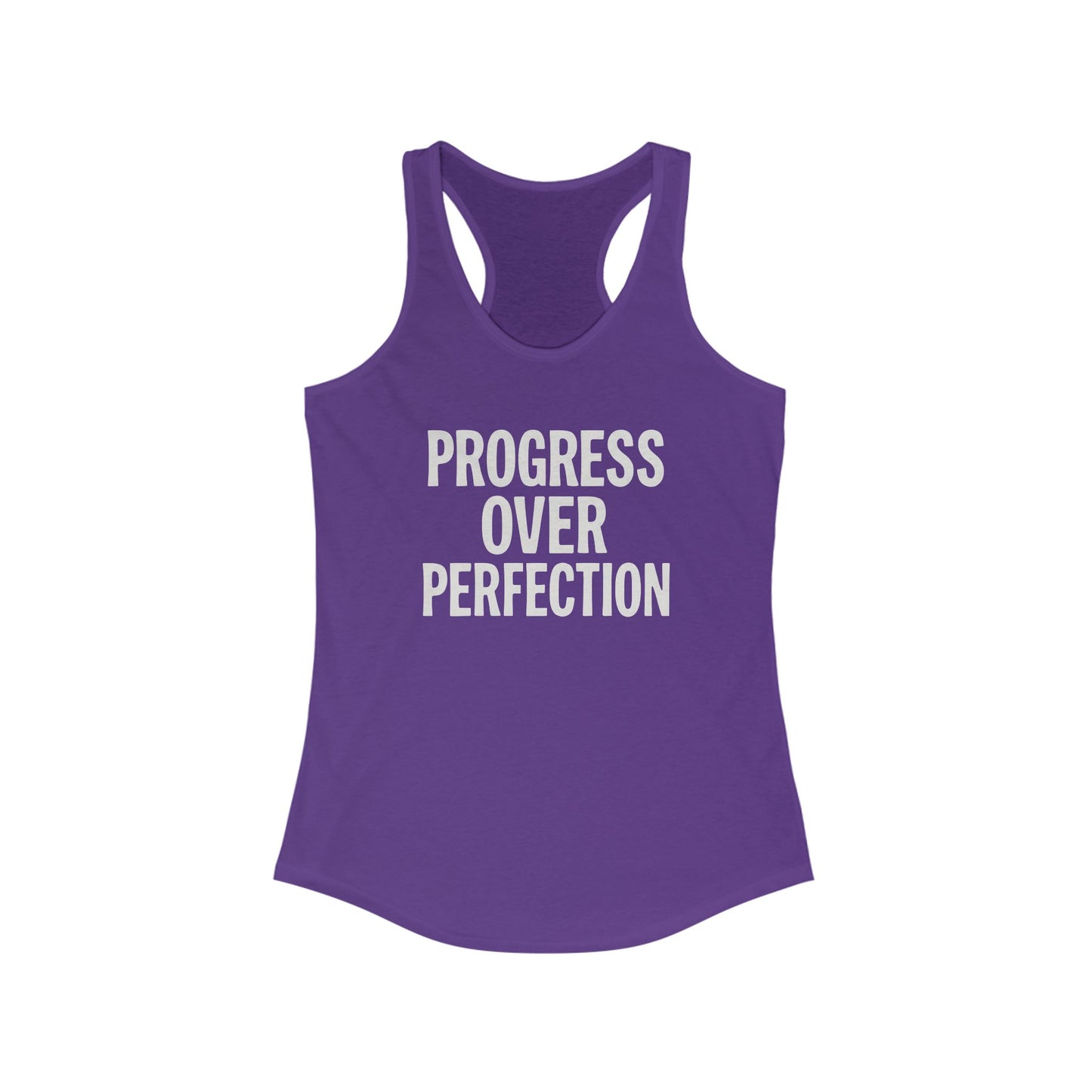 Motivational Women's Racerback Tank - Progress Over Perfection
