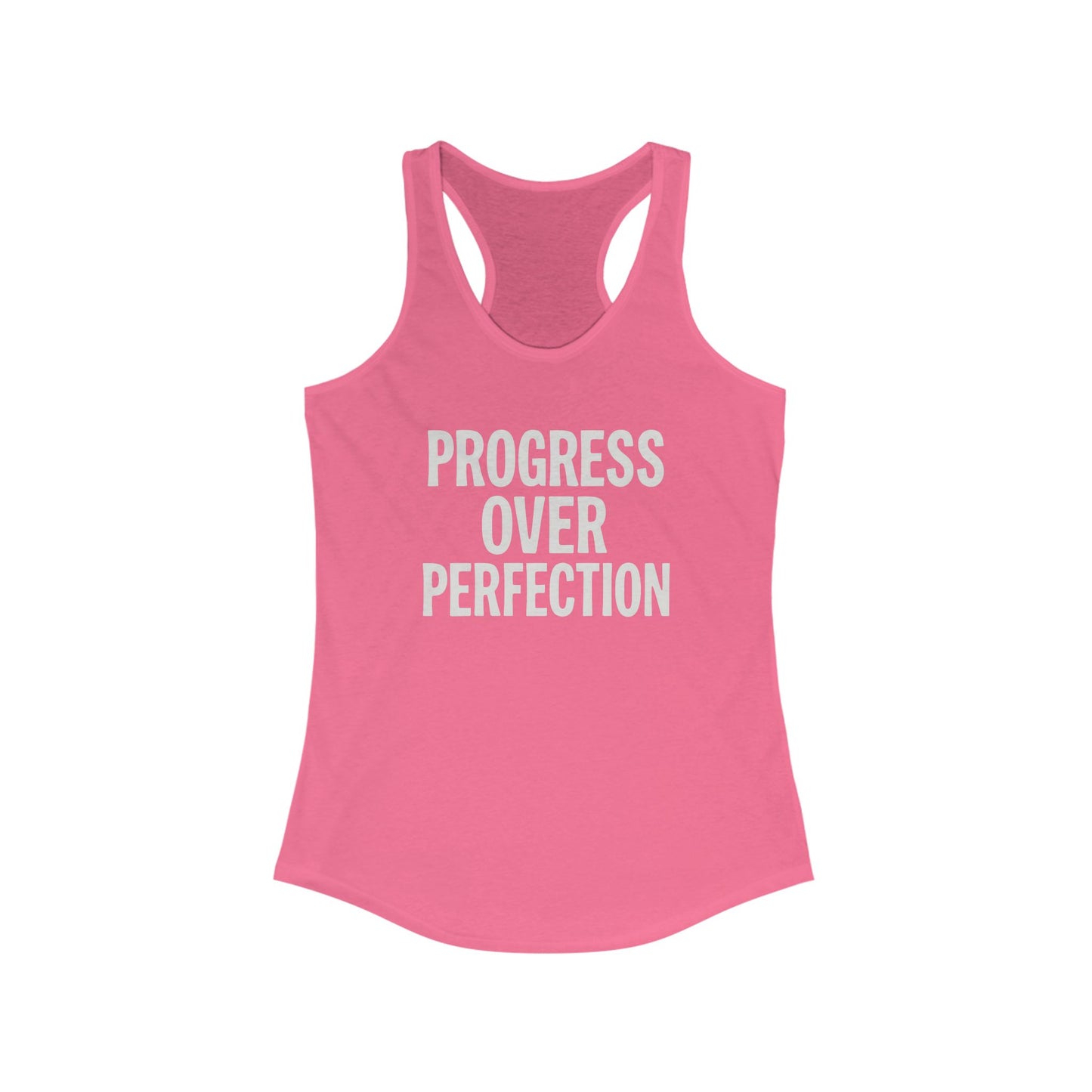 Motivational Women's Racerback Tank - Progress Over Perfection