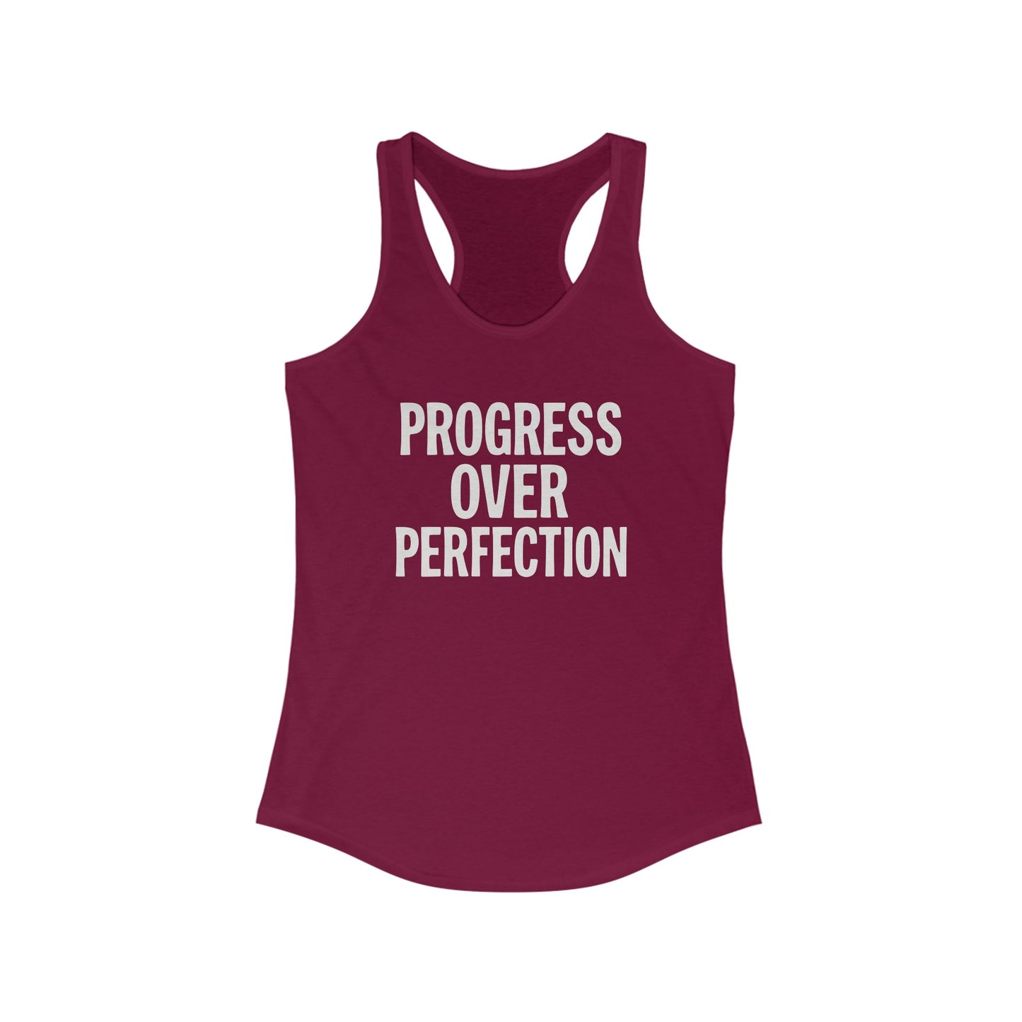 Motivational Women's Racerback Tank - Progress Over Perfection