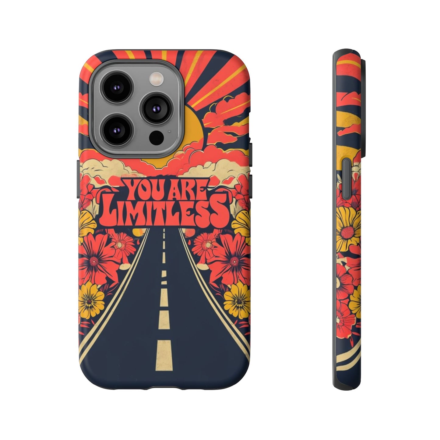 Limitless Phone Case, Floral Phone Cover, Inspirational Gift for Teen, Motivational Accessory, Vibrant Road Design
