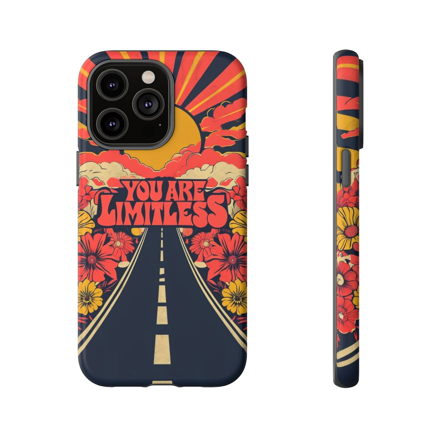 Limitless Phone Case, Floral Phone Cover, Inspirational Gift for Teen, Motivational Accessory, Vibrant Road Design