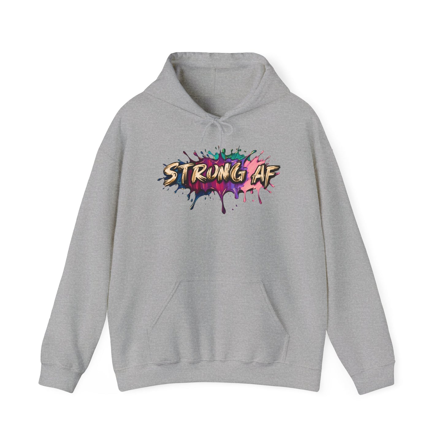 Bold 'STRONG AF' Unisex Hoodie - Comfortable Sweatshirt, Perfect for Gym Enthusiasts, Everyday Wear, Motivational Gifts