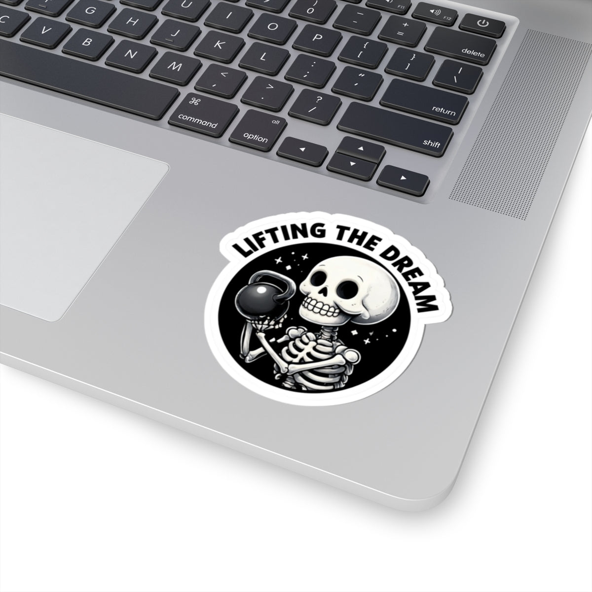 Kiss-Cut Stickers - Lifting the Dream Skeleton Gym Decor, Fitness Motivation, Workout Stickers, Halloween Decor, Gift for Gym Lovers