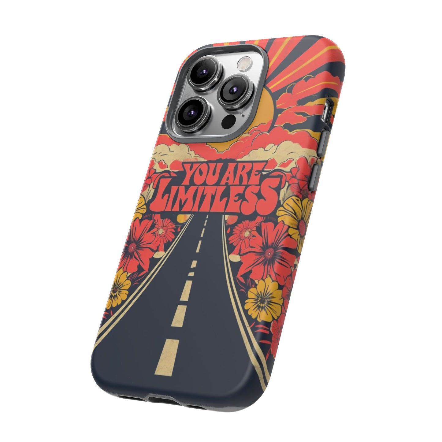 Limitless Phone Case, Floral Phone Cover, Inspirational Gift for Teen, Motivational Accessory, Vibrant Road Design