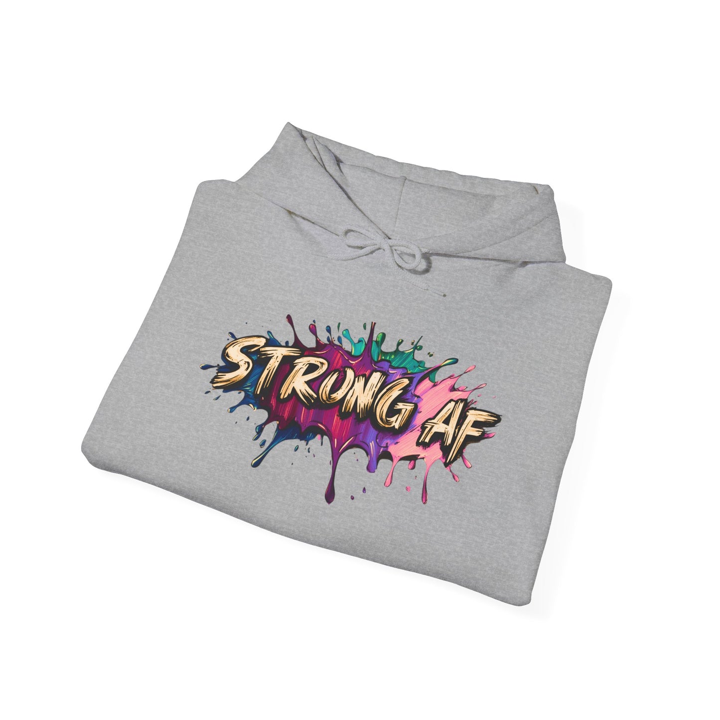 Bold 'STRONG AF' Unisex Hoodie - Comfortable Sweatshirt, Perfect for Gym Enthusiasts, Everyday Wear, Motivational Gifts