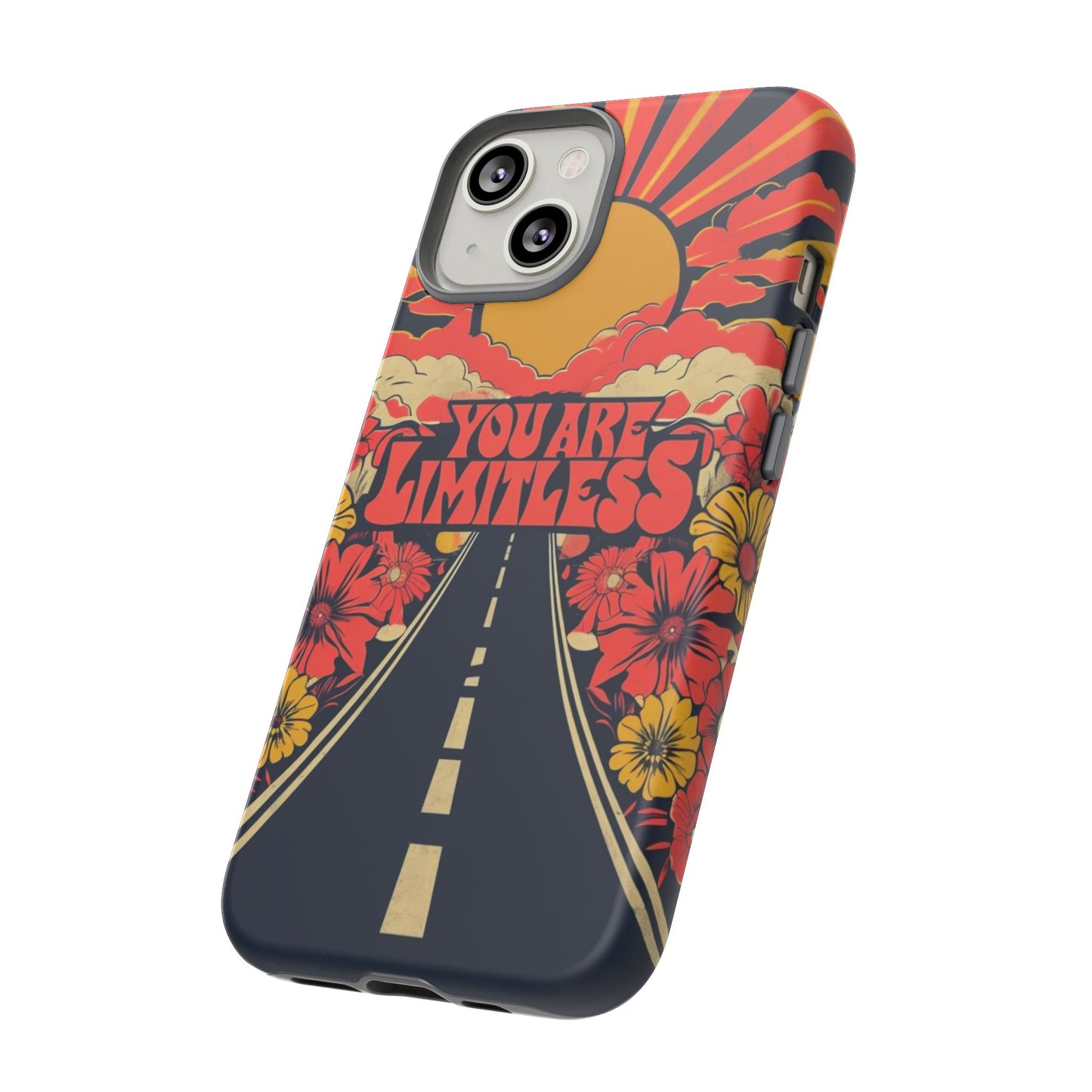 Limitless Phone Case, Floral Phone Cover, Inspirational Gift for Teen, Motivational Accessory, Vibrant Road Design