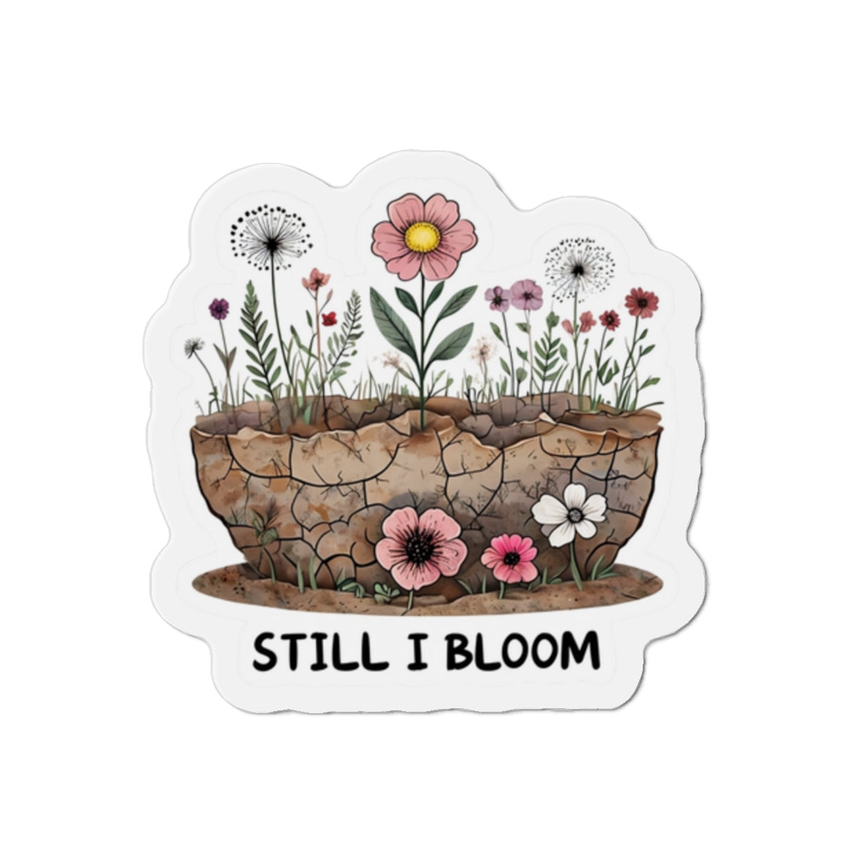 Inspirational Die-Cut Magnets – 'Still I Bloom' Floral Decor, Gift for Garden Lovers, Motivational Home & Office Decor, Flower Fridge