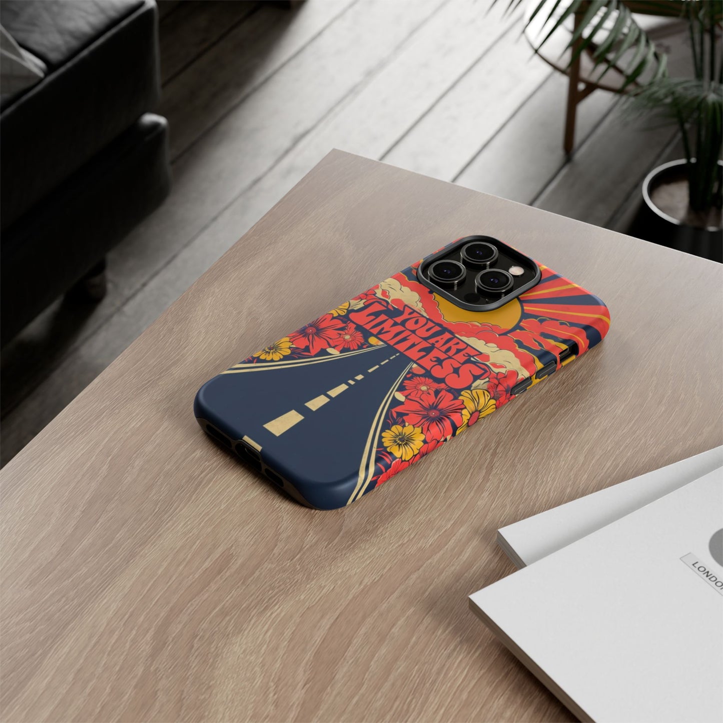 Limitless Phone Case, Floral Phone Cover, Inspirational Gift for Teen, Motivational Accessory, Vibrant Road Design